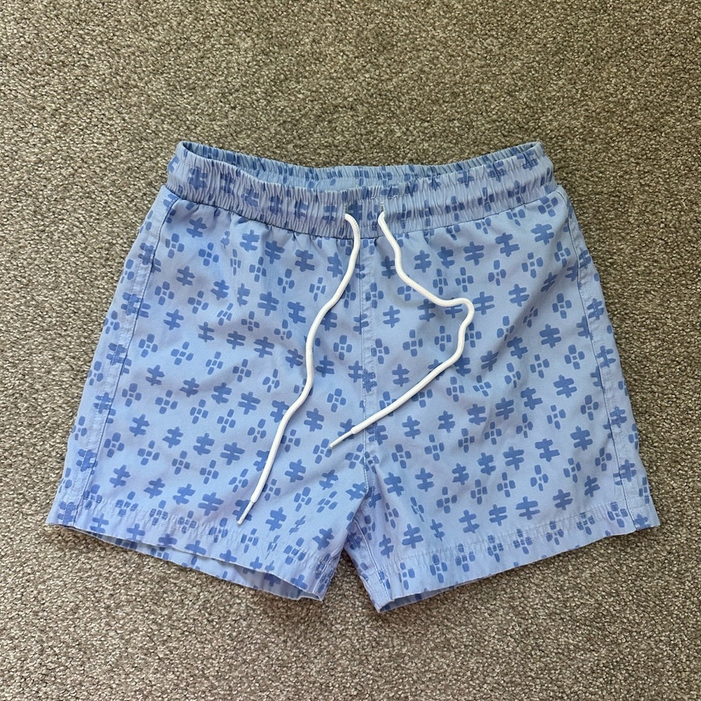Citrine Cole Boardies in Blue Geo size 8 Boys Swim Trunks